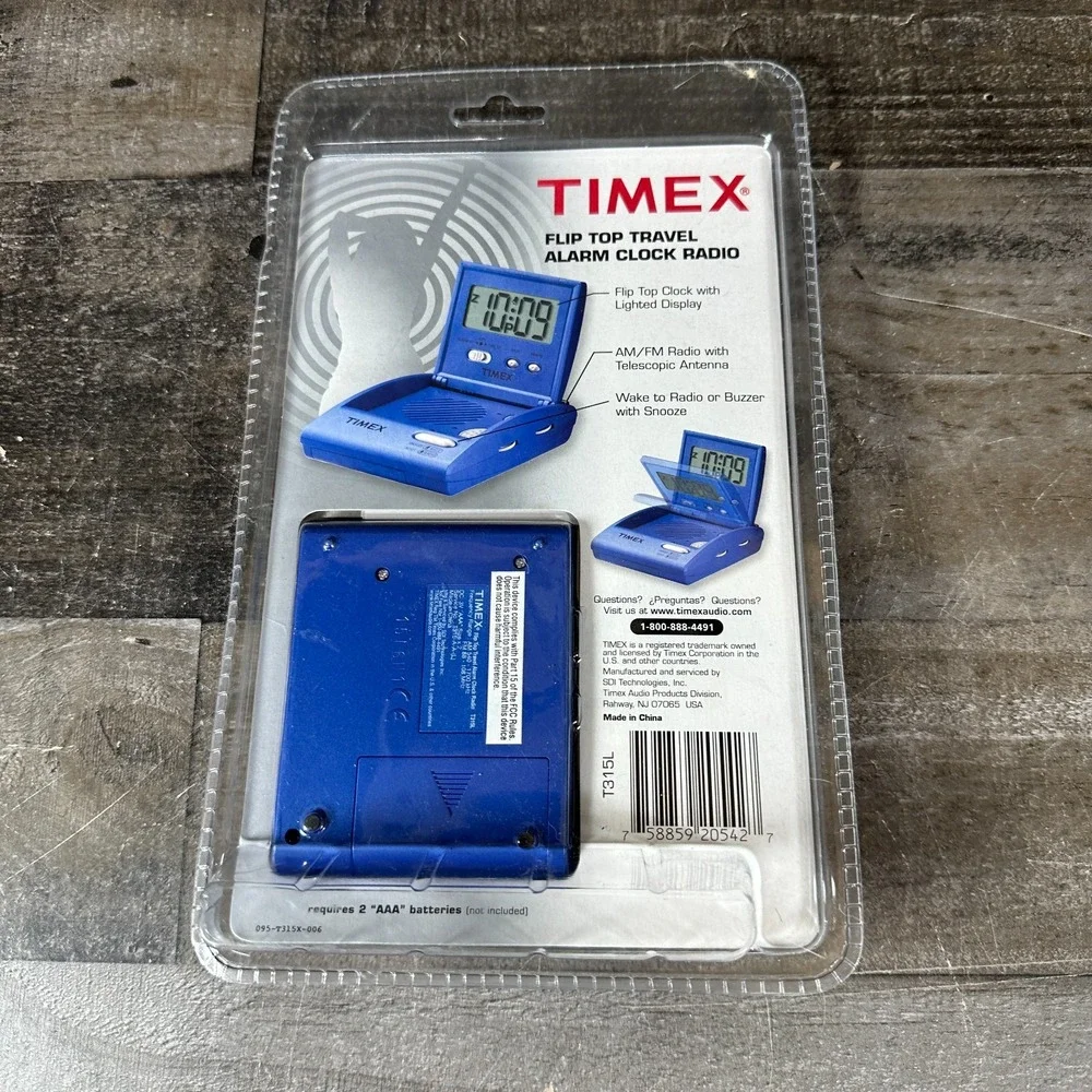 TIMEX Flip Top Travel Alarm Clock AM/FM Portable Radio Model T315L BRAND NEW